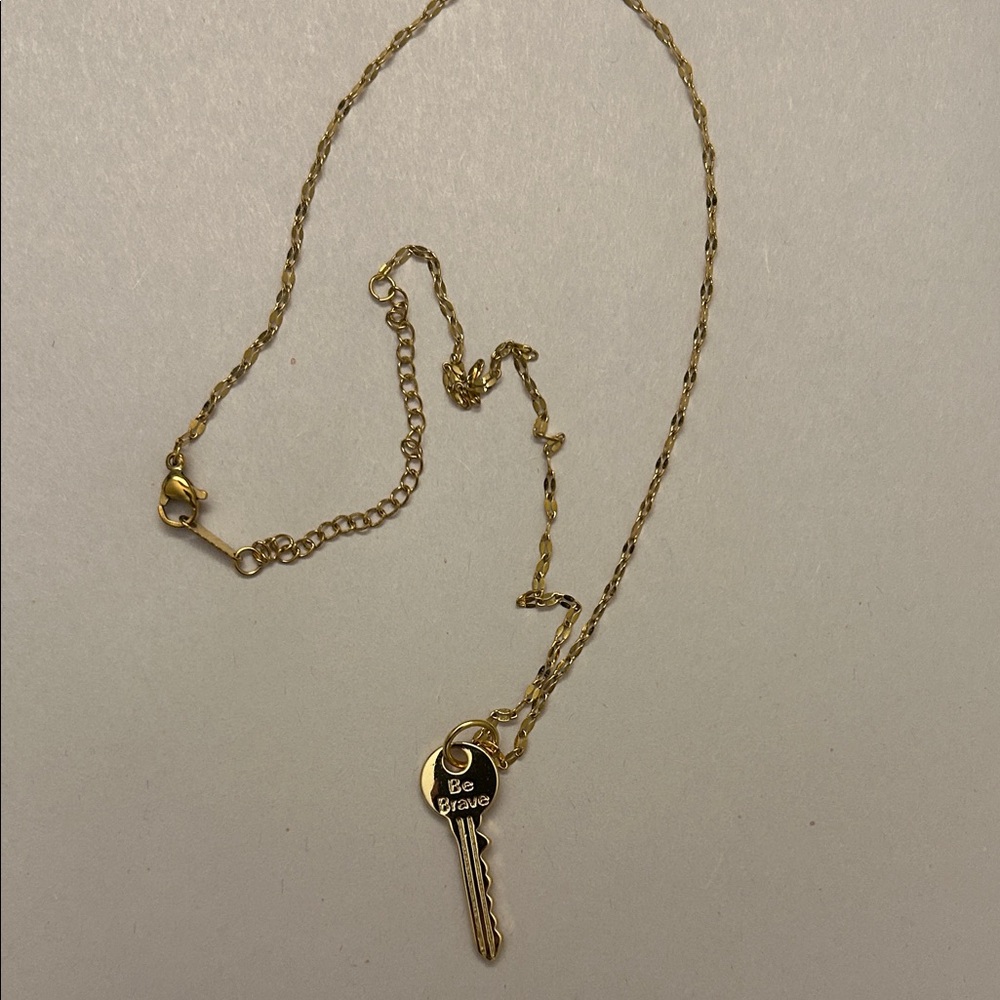 Gold Key Pendant Necklace stainless steel
